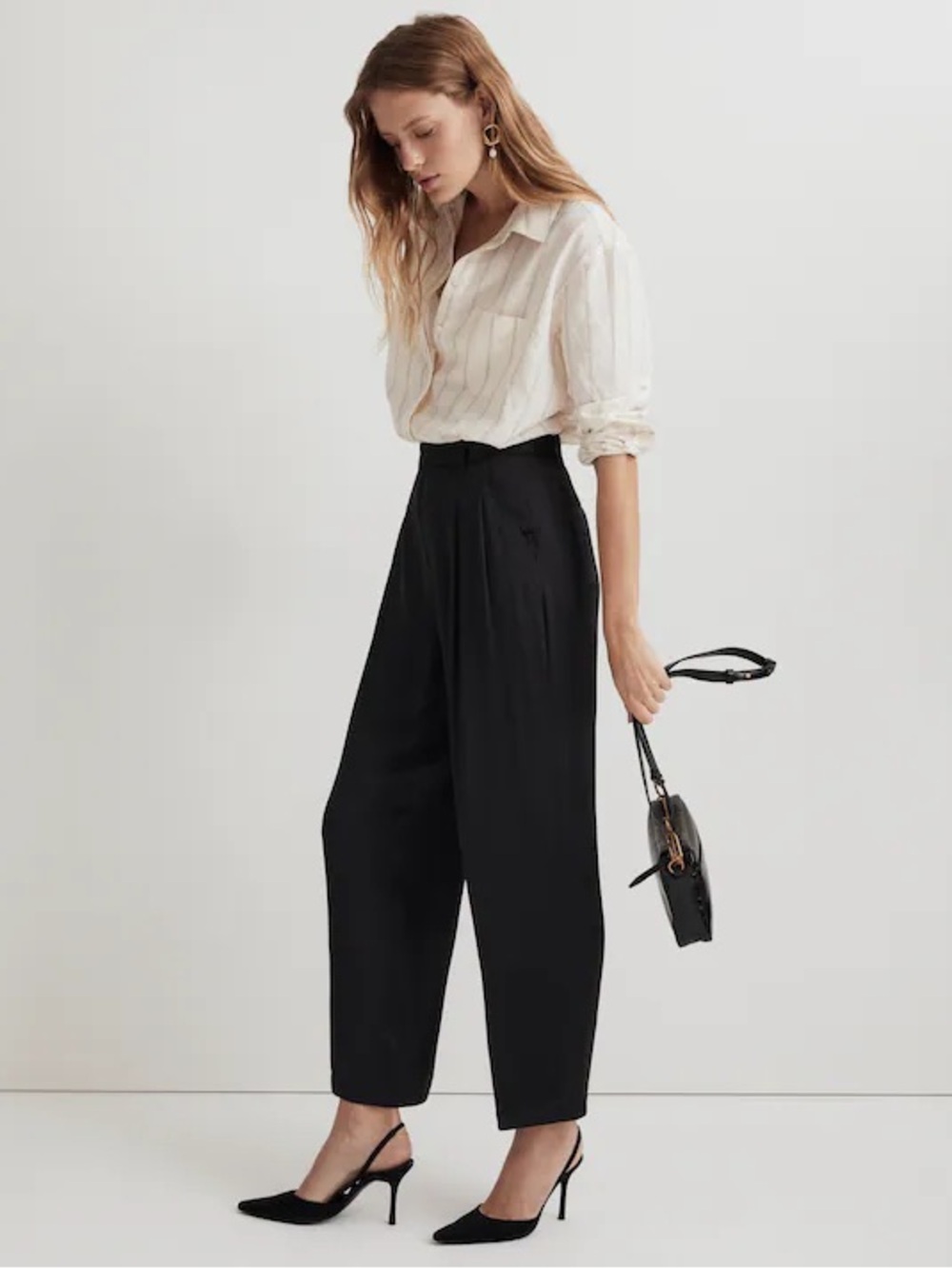 Madewell The Turner Tapered Pant in Satin Black, T0 (0 Tall)